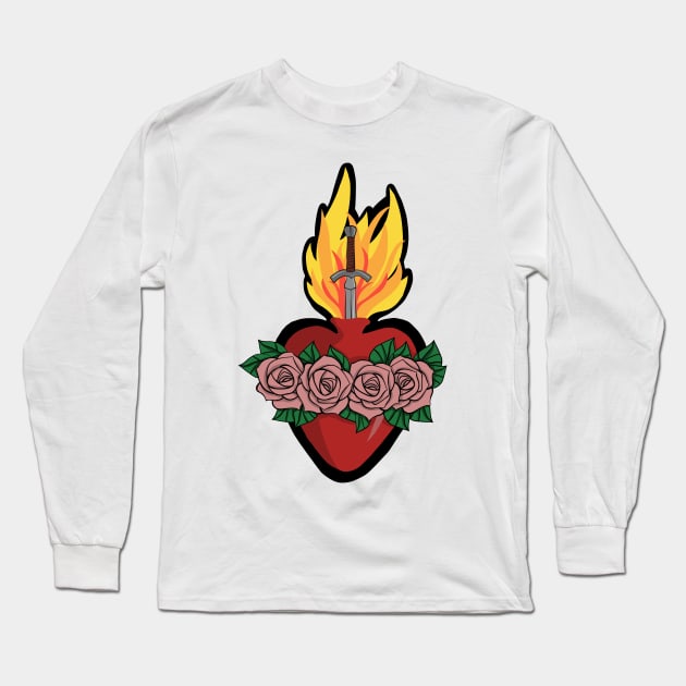 Her Immaculate Heart Long Sleeve T-Shirt by mfrancescon13